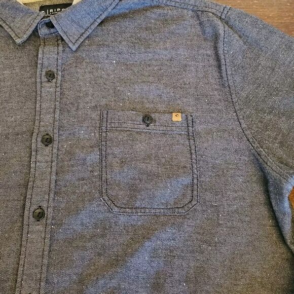 Vtg Rip Curl Youth Shirt w/Hoodie L Gray Button Down Skater Jacket Slant Pockets - Picture 3 of 16